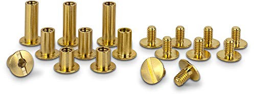 PrecisionGeek Vis à tête CNC de qualité supérieure 12-13 mm en laiton, rivets à douille laitonnés, vis Chicago avec diamètre de tige de 5 mm – Rivets livre à visser