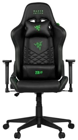 Razer Edition TAROK Natrix PC Gaming Silla - Piel sintética Transpirable Acolchada, reposabrazos 3D Softcoat, función basculante, cojín Lumbar y reposacabezas, hasta 130 kg, Color Negro