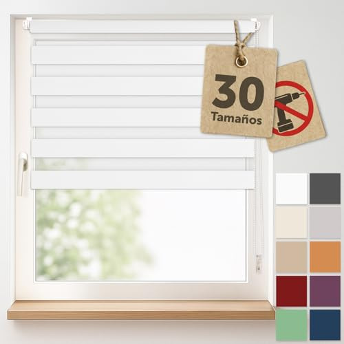 Blumtal Doppelrollo Klemmfix ohne Bohren 90x130 cm - individuell einstellbare Rollos für Fenster ohne Bohren - Fenster Rollos für Innen - leicht installierbare Jalousie Fensterrollo in Weiß