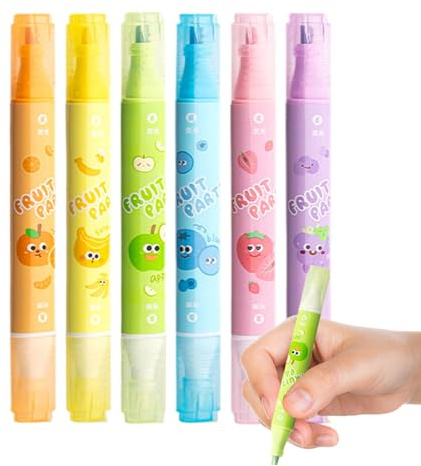 Löschbarer Textmarker, bunte ästhetische Textmarker mit doppelter Spitze für Lehrer – schnell trocknendes Schreibwerkzeug, Schreibwaren für Tagebuch, Planer, Notizen, Projekte, Notizen und Studien