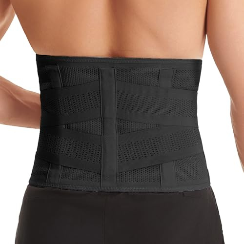 Yasdyri Rückenbandage für Herren und Damen Atmungsaktive Rückenstützgürtel Entlasten Rückengurt Rückenschmerzen Sport Rückenstütze, Lendenwirbelstütze 1 Stück (Schwarz, XL)