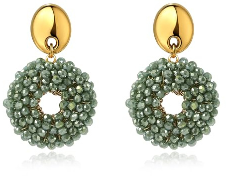 Boho Kristall Perlen Ohrringe Hängend für Damen Leichte Runde Statement Ohrringe Gold Elegant Modischer Schmuck für Alltag & Geschenk