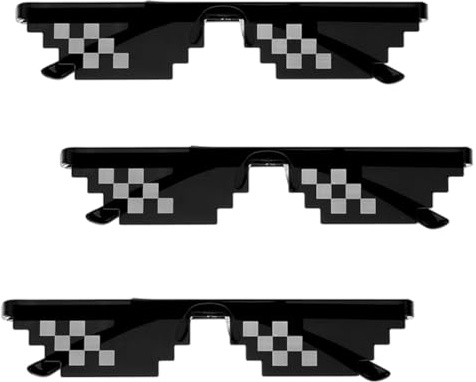VAEIORP 3 Pcs Coole Lustige Pixel Sonnenbrillen Mosaikbrillen Unisex Partybrillen
