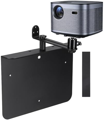 sourcing map Plug-in Bed Sofa Projector Stand, No-Drill 1/4 Screw Size Bedside Projector Bracket Mount Up to 4.4LBS Invisible Installation for Desktop Home, Black