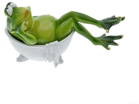 Handgefertigte große Frosch-Skulptur aus Kunstharz für Garten und Terrasse, Dekofigur Frosch für drinnen und draußen