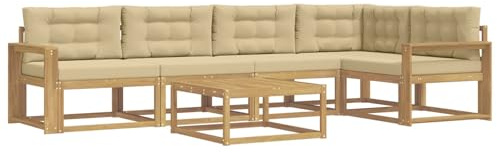 vidaXL Outdoor-Sofagarnitur 6 pcs Weiß und Beige 79 x 79 x 37 cm, Modernes Gartenmöbelset, wetterfestes Sofa, schicke Sitzgruppe, langlebige Liege fürs Poolside