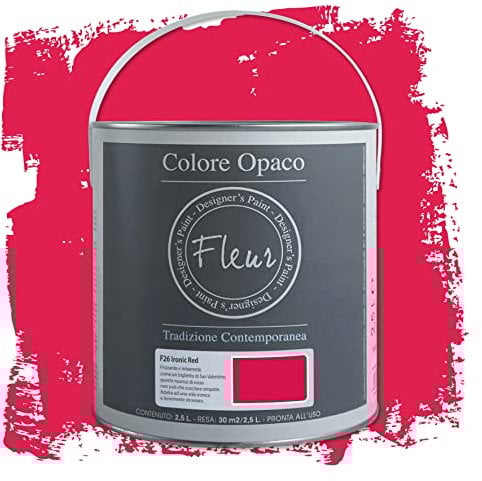 Fleur Designer'S Paint Fleur Colore Opaco Chalky Look Per Pareti E Grandi Superfici - 2,5L - F26 Ironic Red