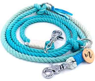 Matibuli Hundeleine aus Baumwolltau, Tauleine zum selbst kreieren in deiner Wunschkombination mit Scherenkarabiner für mittelgroße Hunde ab 8 Kg