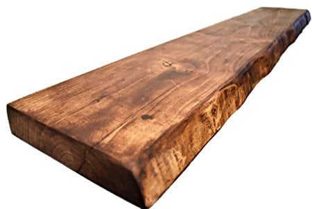 Live Edge Rustic Floating Shelf 9x2 inches, 160cm long - Tudor Oak Finish Reclaimed Wood Floating Shelves for Wall Decor, Rustic Wooden Shelves for Bedroom, Living Room, Kitchen, or Bathroom