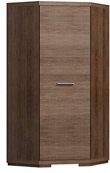 Mirjan24 Eckkleiderschrank Tobago TG38, Garderobenschrank, Eckschrank mit Kleiderstange und Einlegeböden, Schrank für Diele & Flur, Drehtürenschrank, Kleiderschrank (Santana Dunkel)