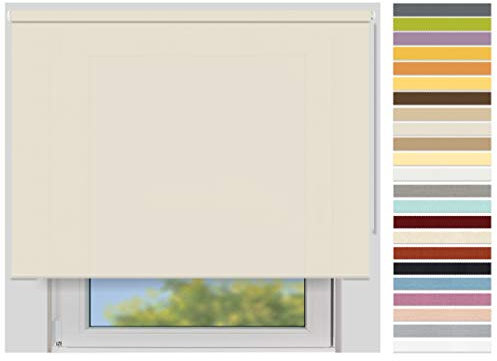 EFIXS Sichtschutzrollo Maxi - 32 mm Welle - Breiten: 40-240 cm - Höhen bis 240 cm - Hier: 220 cm x 190 cm (Stoffbreite x Höhe) - Natur (4996) - lichtdurchlässig - Blickdicht