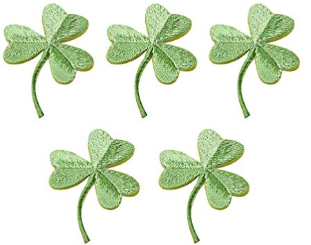 5stücke Hot-melt Kleeblatt Aufnäher Dreiblättriges Design Bestickte Diy Applikationen Für Kleidung Taschen Jeans Bastelprojekte Grün