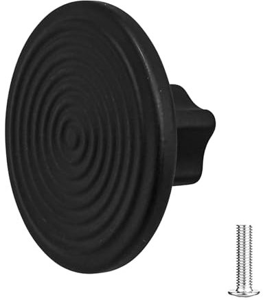 Decoranddecor Mira Spiral Round Cupboard Knob Handle - 40mm Diameter Zinc Alloy (Matt Black, 1 Pack)
