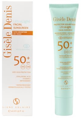 GISÈLE DENIS - Ultraleichte Sonnencreme fürs Gesicht, 40 ml, LSF 50+ Schutz, Sonnencreme, Hautpflege, zieht sofort ein und mattes Finish, spendet der Haut Feuchtigkeit, wasserfest