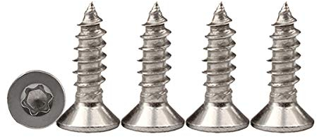 Drenky 100pcs M5 x 12 Vis à bois à tête fraisée Torx entièrement filetée pour aggloméré A2 Vis autotaraudeuses en acier inoxydable Quincunx standard Fixation à filetage complet pour le travail du bois