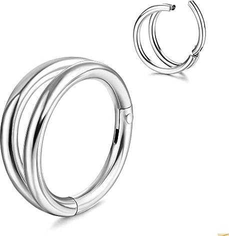 Milacolato 16G Septum Clicker Nasenringe 316L Chirurgenstahl Nase Hoop Doppel Offen Gestapelt Helix Turm Conch Knorpel Daith Tragus Ohrringe Conch Piercing Schmuck für Damen