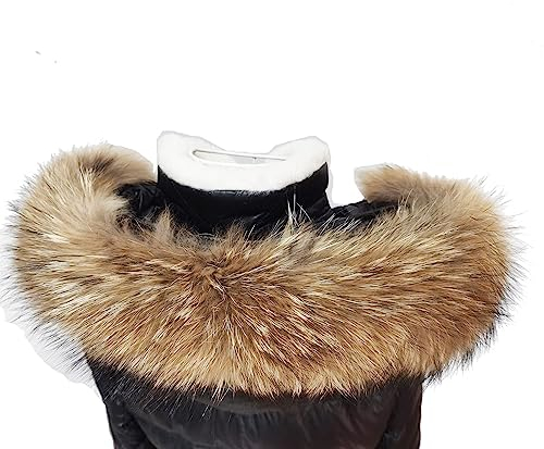 Adynice Véritable col de fourrure femmes cache-cou fourrure écharpe ferme surélevée fourrure de raton laveur colliers cou Wraps capuche unisexe colliers