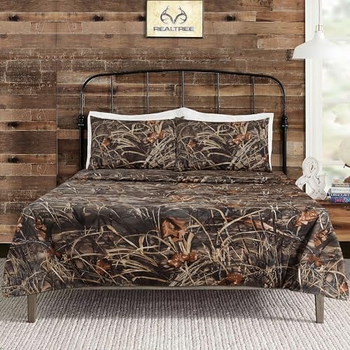 Realtree Max 4 Camouflage-Bettwäsche-Set für King-Size-Betten, aus Polyester-Baumwoll-Stoff, super weich, 4-teiliges Bettwäsche-Set für Schlafzimmer, Jagd und Outdoor-Camouflage-Bettwäsche – King