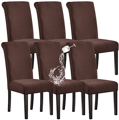 SHILV. HOME 100% Wasserdicht Esszimmer Stuhl Abdeckung Stretch Parsons Stuhl Slipcover Abnehmbar Waschbar Stuhl Protector (Kaffee,Set of 6)