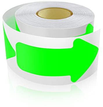 Meitaat 200 Stück Pfeil Aufkleber 5 x 10 cm Pfeile Bodenmarkierung Rolle Selbstklebend Boden Sticker Wetterfest Fluoreszierende Grün