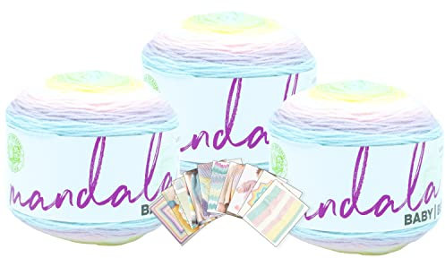 Lion Brand Yarn - Mandala Baby - 3er-Pack mit Nadelstärke (Diagon Alley)