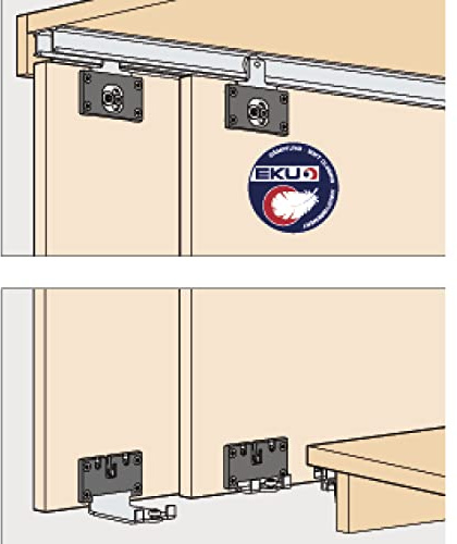 HAWA Combino 20 H MS Schiebetürbeschlag (Kombifront), 1200x2200mm für Holztüren bis 20kg, 2-türig Stahl/Kunststoff anthrazit