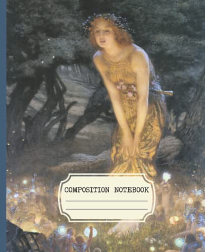Composition Notebook: Vintage Aesthetic College Ruled With Fairy Cover Design