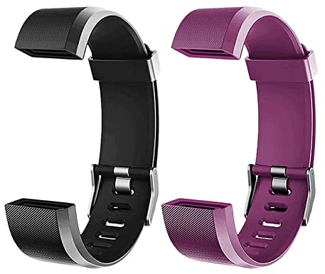 Runlio ID115plusHR (V2.0), Ersatzbänder, verstellbare Ersatzbänder, Fitness-Tracker, nicht für ID115, ID115U, ID115U HR, Schwarz und Violett
