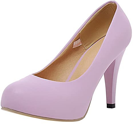 Donna Pompe a Spillo Punta Rotonda Pompe Semplici Senza Chiusura Décolleté con Tacco Alto con Plateau Scarpe da Ufficio, 13260Riy Viola Numero 39 EU