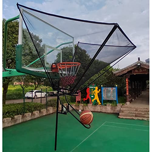 ZJKXJH Basketball Rebounder Basketball-Rebounder-Maschine, Tragbarer Schusstrainer Für Standardstangen Und Wandmontierte Basketballkörbe, Mit 180° Drehbarer Rutsche Und Tasche