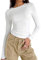 OYIGELZ Women's Basic Long Sleeve Shirt Crop Top Y2K T-Shirt Slim Fit Casual Tee Tops Streetwear(White-a,M)
