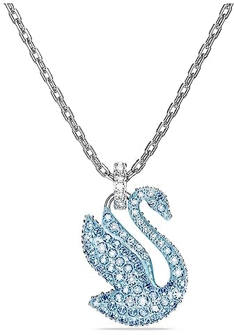 Swarovski Swan Anhänger, Rhodinierte Damenhalskette mit Schwan-Motiv und Strahlenden Swarovski Kristallen
