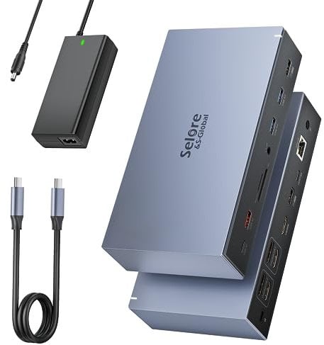 Displaylink Docking Station Dual Monitor USB C Dock for MacBook M1/M2 Windows with 120W Power Supply Laptop 8K HDMI Docking Station Triple Monitor with 3 HDMI DisplayPort USB 3.1 RJ45 for HP Dell Asus