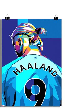 25 Artstreet Haalandposter | Fußballposter | Hochwertiger Druck | Manchester Cityposter | Rahmungsfähig (60x90cm)