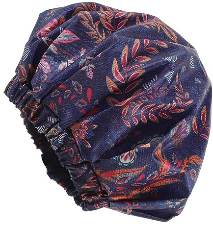 minkissy Waterproof Shower Cap for Men Double Layer Bath Hat Oxford Fabric Elastic Band Suitable for Long Short Hair Easy to Maintain