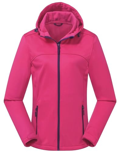 ATLASLAVA Damen Softshelljacke Wasserdichte Atmungsaktive Leichte Fleece Kapuze Übergangsjacke Laufen Wanderjacke S-XXL