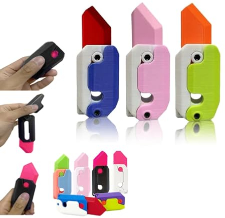 ESPRY Impresión 3D Fidget Knife Toy, Juguete Gravity Knife Fidget Impreso en 3D,Juguete sensorial de Zanahoria, Cuchillo Mariposa, Juguete Cuchillo Fidget Nabo Luminoso (3PC-03#)