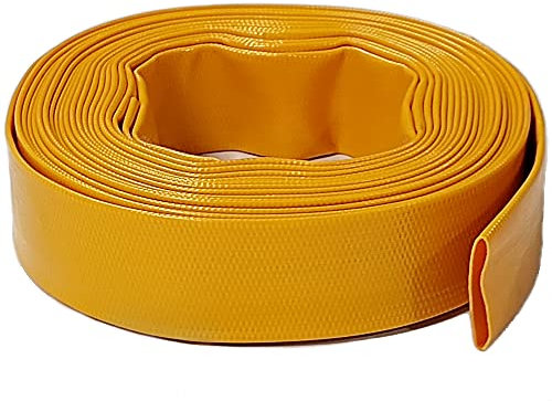20M x 51mm (2 Inches) Diameter Layflat Discharge Pond Hose Pipe Lay Flat Submersible Pump Water Pump Hose, Yellow