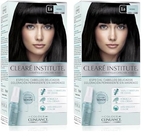 Colour Clinuance | Haarfärbemittel für Empfindliches Haar Dauerhafte Färbung ohne Ammoniak | Mehr Glanz Intensive Farbe 100% ige Deckung | 1.0 Schwarz | Dermatologisch getestet (Packung mit 2)
