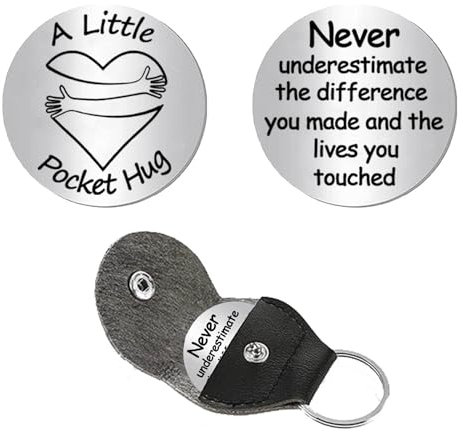 Jeton de poche inspirant pour câlin - Cadeau longue distance pour ami, famille, amoureux, relation, porte-clés double face avec porte-clés en cuir synthétique, Ne sous-estimez jamais la différence que