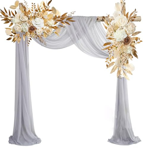 Lot de 2 Fleurs pour Arche de Mariage, Arrangement Floral Artificiel, Ensemble de Fausses Fleurs, Panneaux de Bienvenue de Mariage, Décorations Florales pour Décoration de Mariage, Cérémonie(#2)