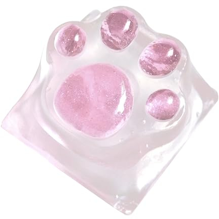 Elacgap Drip Glue Keycap Cute Cat Claw Novelty Backlight Keycaps DIY ESC Keycap Replacement for Cherry MX Mechanical Keyboard (Pink Transparent)