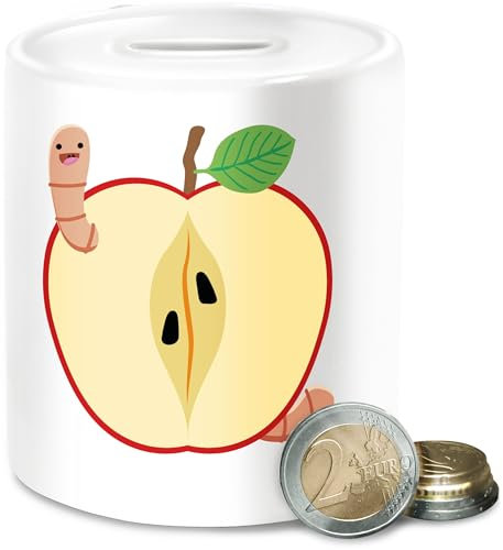 Spardose - Karneval & Fasching - Spardosen - Apfel mit Wurm I Fastnacht I Fasnacht I Fasnet - Unisize - Weiß - babyparty Faschings Karnevals Verkleidet für Carnival karneva fasnets karnelval Jeck