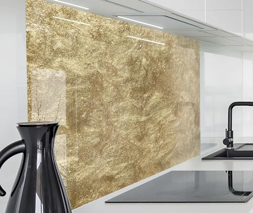 timalo Spritzschutz Wand für Herd, Küche Küchenrückwand Glasoptik | Acryl Glas 2mm | Glasrückwand Acrylglas Wandpaneele Rückwandschutz Platte | 60x40cm Gold Glitzer