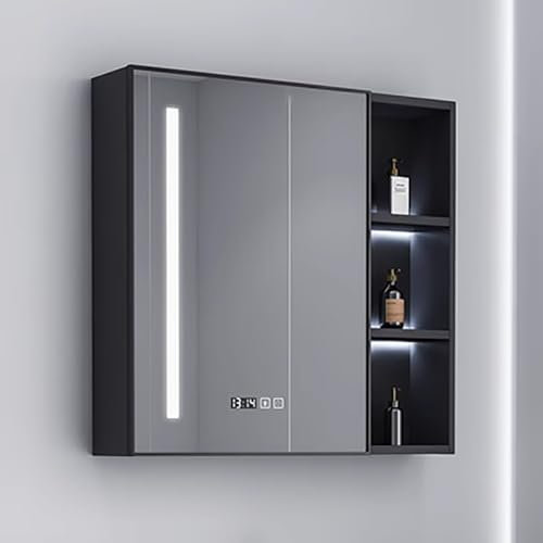 GArcan Moderne Armoire de Toilette avec Interrupteur Tactile et Fonction Anti-buée, 100cm Meuble de Rangement avec LED Illumination, Montage Facile (Color : A, Size : 100CM)