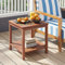 GOPLUS Mesa de jardín de 2 niveles, mesa plegable al aire libre madera de acacia portátil con bandeja rectangular de láminas, ideal para piscina, patio y camping, carga 75 kg (cuadrada, 45 x 45 x 45