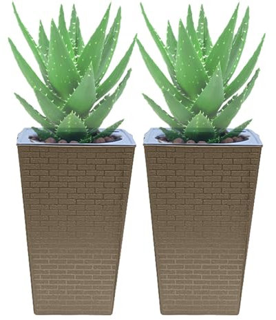 Macetero Alto con riego automático | Jardinera Cuadrada Alta para Interiores con asa, 2 Unidades de riego automático, jardineras multifuncionales con Be