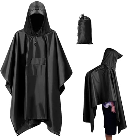 DANNEEFORSU7 Regenjacke Regenponcho Damen Herren, Leicht 3 in 1 Regenmantel Wasserdicht Camping Zelt Campingdecke Multifunktionaler Regencape für Wandern Jagd Angeln Täglichen Gebrauch