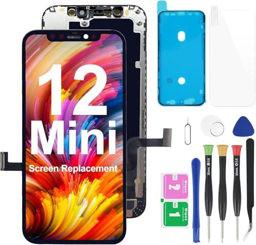 JQYDZH for iPhone 12 Mini LCD Screen Replacement 5.8 inch 3D Touch Screen Digitizer with Repair Tools Kit for Model A2399, A2176, A2398