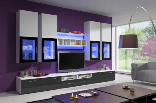 Generisch Wohnwand ALFA I für das Wohnzimmer (Weiß/Grau)